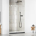 WinZo Frameless Sliding Shower Door 44-48 in W x 76 in H, Bathroom Shower Door with 5/16"(8mm) Clear Tempered Glass Shower Door, Silent Soft-Close Design, Brushed Nickel
