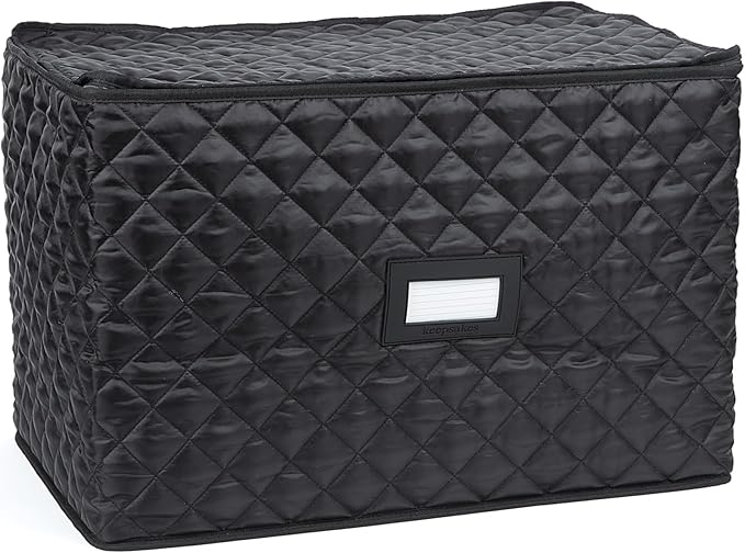 Covermates Keepsakes - Serveware Storage - Padded Protection - ID Window - Stain Resistant - Machine Washable - China Storage, Black
