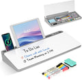 Desktop Glass Whiteboard with Storage, Desk Dry Erase White Board Grey | Computer Keyboard Stand, Office Desk Organizers and Accessories with Drawer, To Do Memo Notepad, Home School Supplies