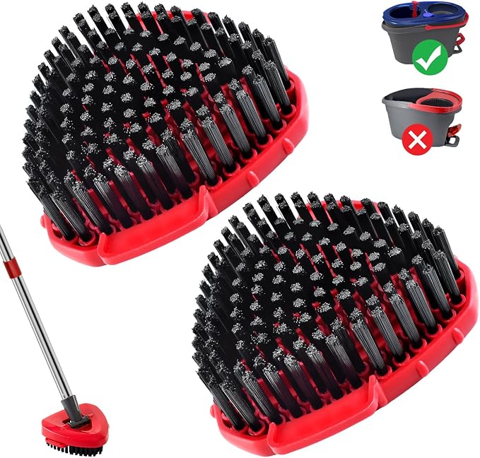 Mop Scrub Brush Head for O-Cedar RinseClean Scrubber Mop Attachment 2-Pack | Upgraded full bristles, no hollow center. Fits O-Cedar RinseClean 2-Tank spin mop. Fits cedar mop replace head scrubber