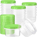 Sieral 16 Pack 8 oz Freezer Containers with Lid Reusable Deli Freezer Storage Containers Stackable Plastic Ultra Thick Twist Top Jar for Takeout Food Round Wide Mouth Lunch Snack (Green)