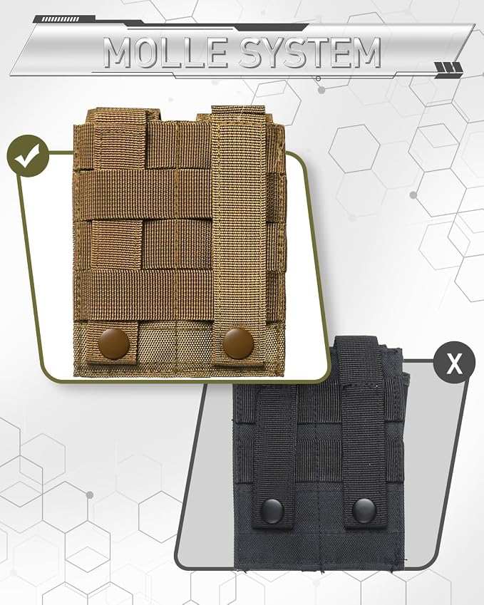 ELVO Pistol Magazine Holster, Double 9mm Mag Pouch | Open-Top Dual Magazine Holder, Tactical Belt, Molle Compatible