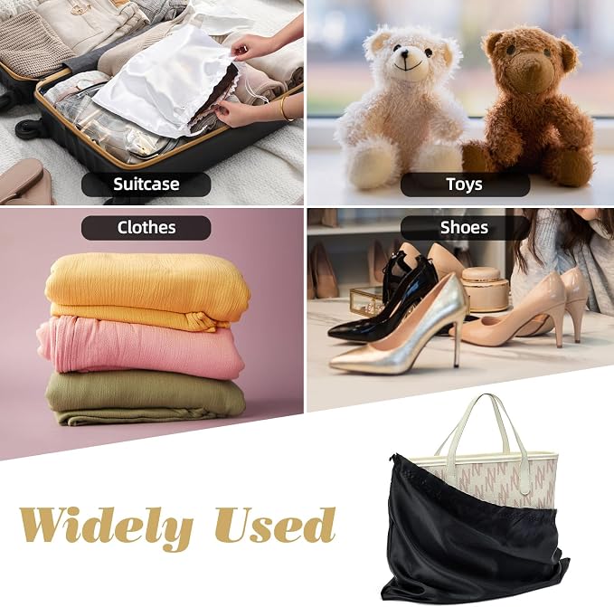 3‑Pack Drawstring Dust Bags with ID Labels | Silk Dust Covers, Handbags, Purses