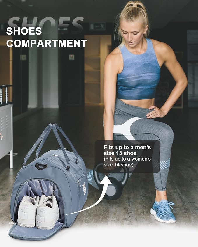Gym Bags Womens Mens with Shoes Compartment and Wet Pocket Travel Duffel Bag for Women for Plane Sport Gym Tote Bags Swimming Yoga Waterproof Weekend Overnight Carry on Bag Hospital Holdalls