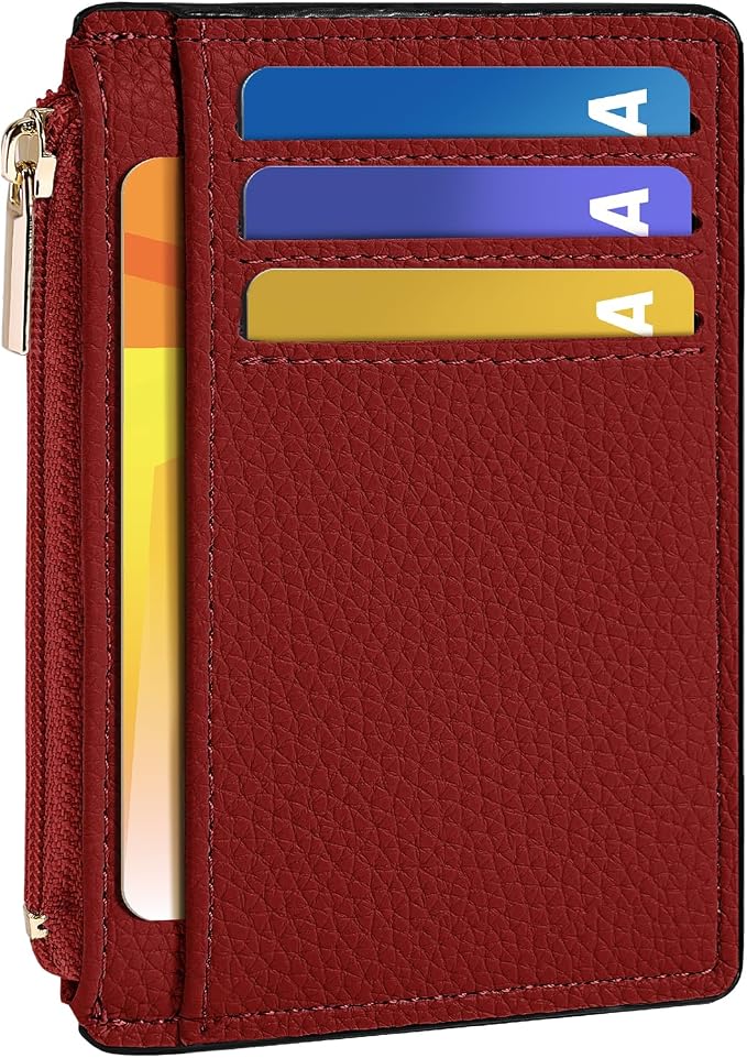 Tipmile Womens Credit Card Holder Wallet, Small Slim RFID Blocking Sleeve | Mini Tiny Cute ID Case, Minimalist Zipper Pocket Wallet, Thin Coin Purse, Mothers Gift