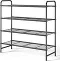 Kitsure Shoe Rack - Stainless Steel Shoe Organizer, Sturdy Shoe Rack for Closet and Front Door Entrance, Free Standing Shoe Shelf, Closet Organizers and Storage, 25.6" Wide - 4 Tier, Black