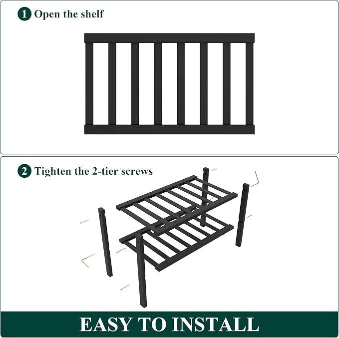 Smiry Bamboo Shoe Rack for Closet, 2 Tier Small Wooden Shoe Organizer, Stackable Wood Shoe Storage Shelf for Entryway, 14 Vertical Slats, One-piece Heavy-Duty Legs, 17.32"x11.02"x12.99", Black