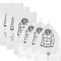 6PCS Hanging Vacuum Storage Bags, Transparent Thick Space Saver Bags, Reusable Compressed for Suits, Dress, Jackets.