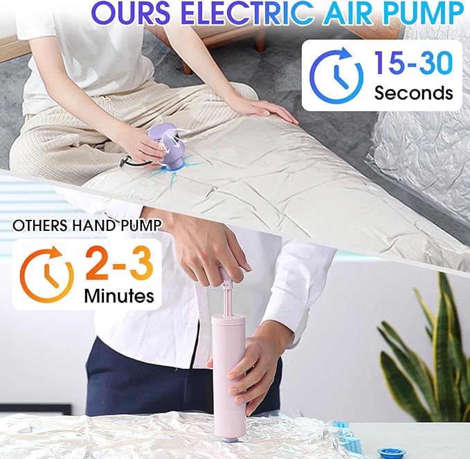 Vacuum Storage Bags Electric Air Pump, Dual-Interface Design Compatible With Various Vacuum Seal Bags For Clothing/Quilts/Blankets(Purple)