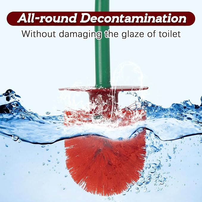 Creative Toilet Brush with Holder Bowl&Long Handle, Household Bathroom Cleaning Tool Cleaner and Base for Storage&Organization, Thick Bristle for Deep Clean-Rust Resistant Leakproof-Red Cherry Shape | Red Cherry Shape/ Household Bathroom Cleaner with B...