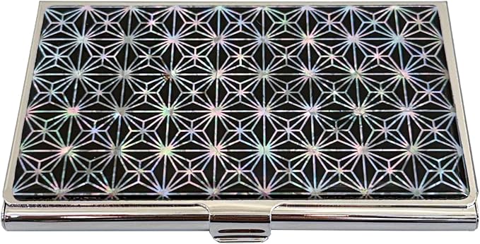 Mother of Pearl Business Card Case Credit Id Name Holder Travel Wallet Art Painting Design Metal Stainless Steel Engraved Slim Purse Pocket Cash Money Wallet (N-Mum Bold)