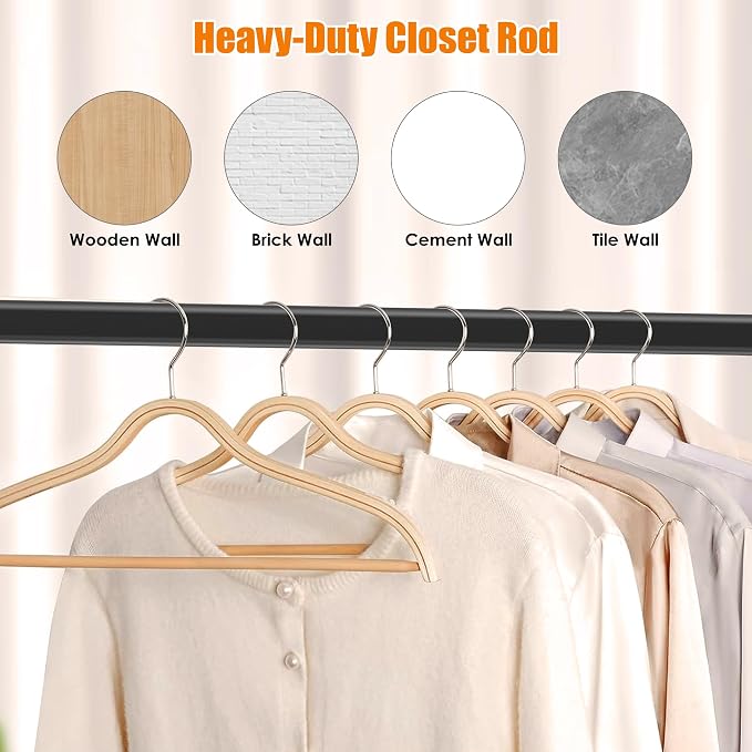 Oval Closet Rod for Hanging Clothes, Adjustable, 18 to 63 in | Black, Heavy Duty, Metal, Suitable for Wardrobes, Laundry, RV