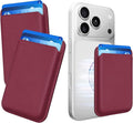 2Pack Magnetic Wallet Cell Phone Card Holder for Phone Case with Mag-Safe, Stronger Magnetic RFID Leather Phone Wallet Stick on Series of iPhone 17/16/15/14/13/12 and Pro/Promax,2-Pack White