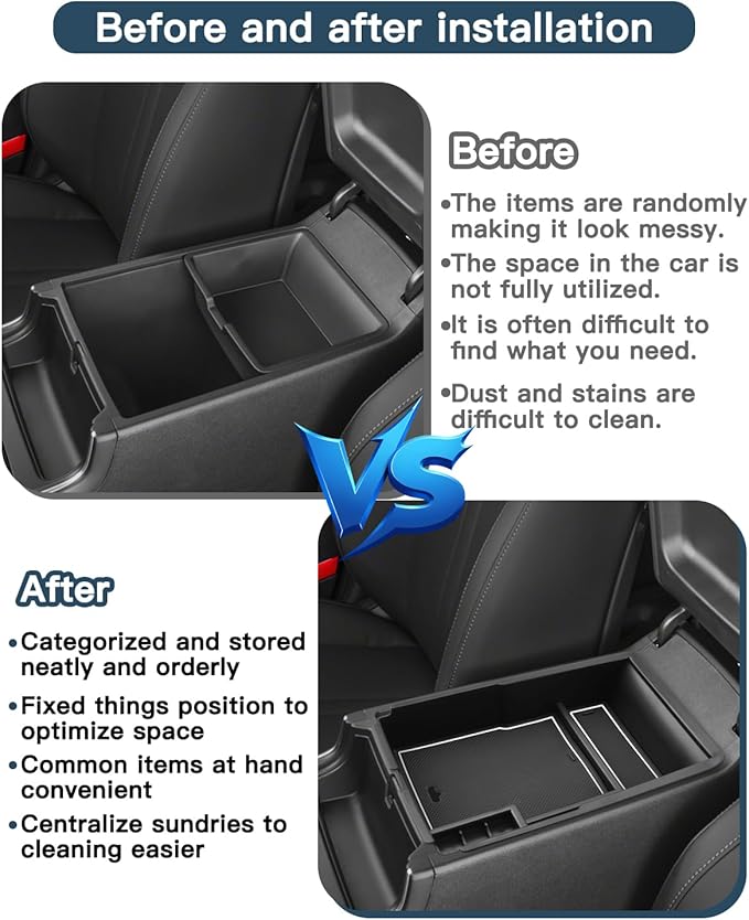 Ruiya 2021-2026 Sorento Center Console Organizer for 2026 Kia Sorento Accessories ABS Material Armrest Console Organizer Compatible with 2021 2022 2023 2024 2025 2026 Kia Sorento