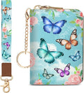 Blusabaca Women Credit Card Holder, Small RFID Wallet with Wristlet Strap | Removable Keychain, Case with Zipper, Vegan PU Leather, Cash Coin Pocket, Business Accordion Purse, Ladies Female Gift