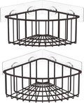 SMARTAKE 2-Pack Corner Shower Caddy Deep Basket Design, SUS304 Stainless Steel, Wall Mounted Bathroom Shelf with Adhesive, Storage Organizer for Toilet, Dorm and Kitchen (Bronze)