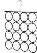Whitmor 16 Rings Folding Metal Scarf Hanger for Closet, 12. 25"W x 15. 88"H, Space Saving Organizer Hangers for Scarves, Ties, Belts, Shawls, Accessory, Chrome & Black