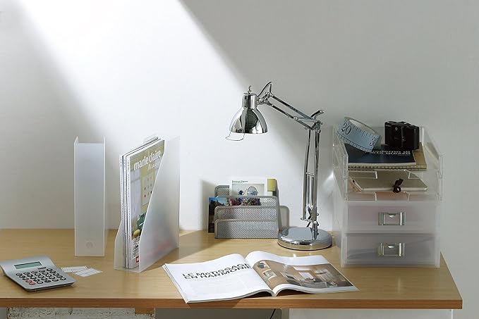 Like-it | MX-19 | Magazine File Set of 2 | File Holder, Office Organizer, Front Opening | Desk, Kitchen, Shelf, Table top, Drawer | 3.03" × 9.96" × 12.09" | Tr. White |