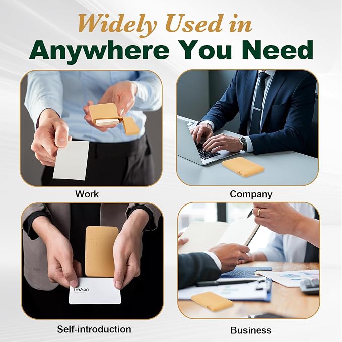 Wood Business Card Holder Wooden Magnetic Business Card Case Portable Simple (Beech Wood)