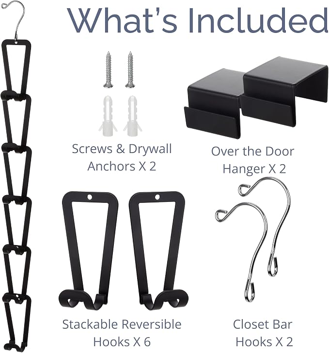 TERRA HOME Purse Hanger Closet Organizer Improved Design Bag Chain Hooks for Wall - Compact, Efficient Storage Solution for Bags, Purses, More as Over the Door, in Your Closett or Wall Mount
