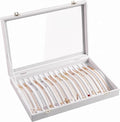 Frebeauty 15 Hooks Necklace Organizer,Velvet Necklace Holder Tray with Lid | Jewelry Organizer for Necklace Pendant Chain,Women Jewelry Box,for Home Use and Jewelry Store,Jewelry Display for Drawer