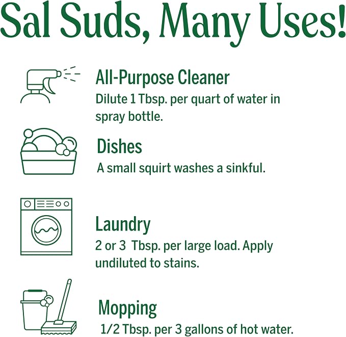 Dr. Bronner's Sal Suds Biodegradable Cleaner (Fir & Spruce, 1 Gallon) – All-Purpose Pine Mop Soap & Detergent for Floors, Multi-Purpose Household Formula, Dish Degreaser & Laundry Use