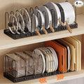 HzTinT Expandable Pots and Pans Organizer Under Cabinet, 12 Dividers | Pot Lid Organizer with Solid Steel Base, Pan Organizer with Adjustable Dividers for Pots, Pans, Cutting Boards & Bakeware.