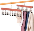 Novabright 2 Pack Cedar Hangers with 12 Clips, 360° Rotating Multi Clip Hangers for Closet, Wooden Hanging Space Saving Organizer for Leggings Pants Jeans Socks Hats Scarves Bras Accessories