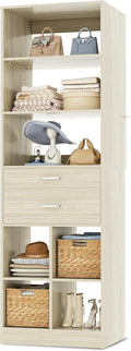 Besiost 18.9" Small Closet System with Drawers, Walk-in Closet Organizer | Small Closet Organizer for Walk in Closet, Bedroom & Nursery, Wardrobe Storage Unit, Greige Oak