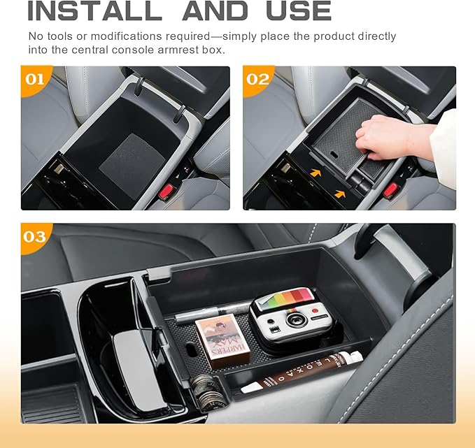TACOBRO Custom-Fit Center Console Organizer Tray for 2025 2026 Hyundai Tucson Compatible with Gas Limited, Hybrid and Plug-in Hybrid Models, Fit Shift by Wire Mechanism on the Steering Column Only