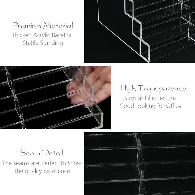 Vevitts 20 Slots Acrylic Business Card Holder, Clear Plastic Desk Business Card Stand, Multi-Card Display Rack for Office Home School Recipe Brochure File