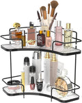 FOLLOWIN 2 Tier Countertop Corner Organizer, Corner Shelf for Vanity Countertop, Bathroom, Kitchen & Coffee Bar, Open Metal Frame with Clear Trays, Tool-Free Assembly, Space-Saving Storage, Black
