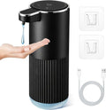 RYTOXILO Automatic Soap Dispenser, 1 Pack Black Touchless Liquid Soap Dispenser for Bathroom, 13.5 Fl Oz Plastic Electric Auto Dish Soap Dispensers Wall Mount for Kithcen with Adjustable Volume