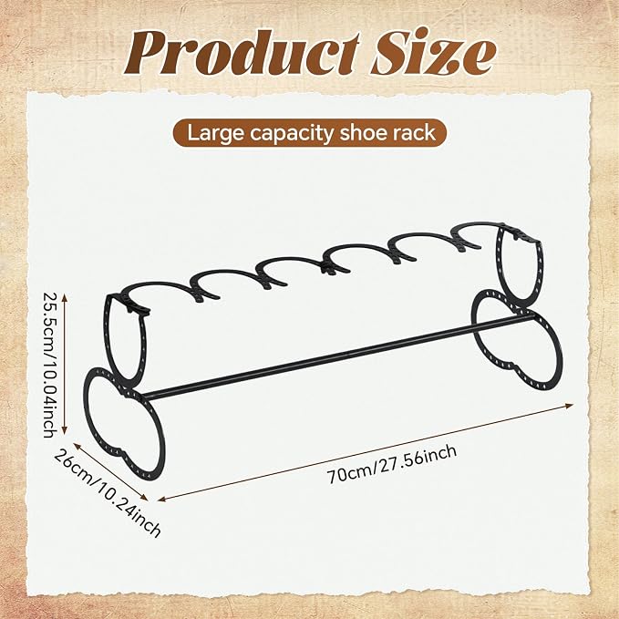 Cowboy Boot Rack 3 Pairs Horseshoe Boot Rack Cowboy Boots Storage Organizer Rustic Horseshoe Gifts Farmhouse Decor for Western Style Lovers Entryway Accessories (One Level)