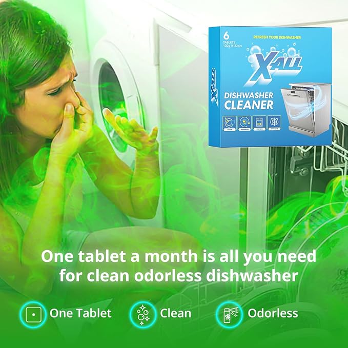 X-ALL Dishwasher Cleaner Tablets – Deep Cleaning Limescale & Mineral Buildup Remover – Helps Reduce Residue, Grease & Hard Water Deposits – Compatible with All Dishwashers