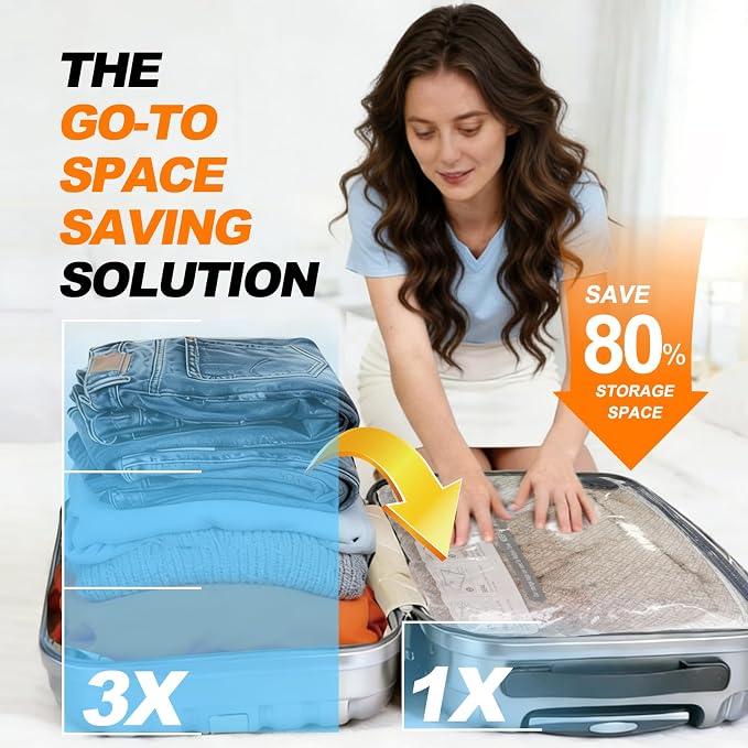 Travel Vacuum Bags with Electric Pump, Cordless Space Saver Storage Seal, Luggage Compression Packing Cubes for Clothing (18 Combo Set)
