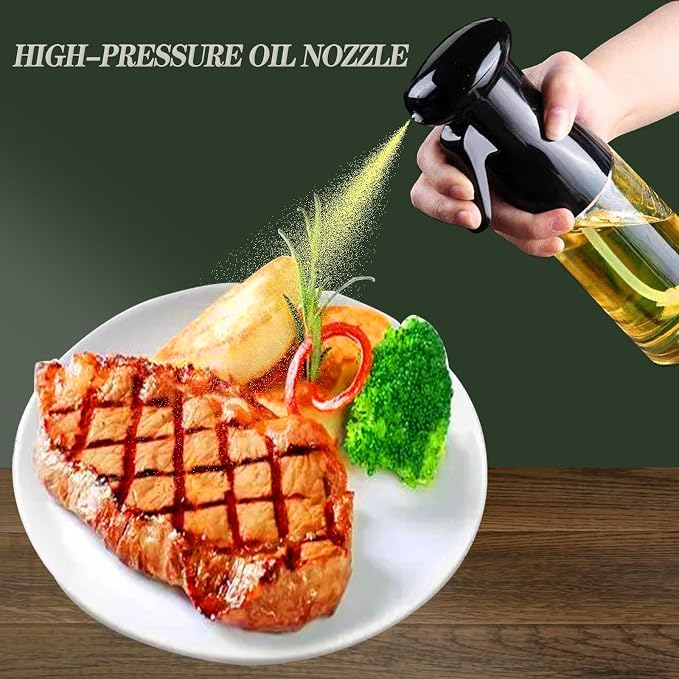 Oil Sprayer for Cooking -200ml Glass Olive Oil Sprayer, Cooking Sprayer, Kitchen Gadgets for Air Fryer, Canola Oil Spritzer, Widely Used for Salad Making, Baking, Frying, BBQ (Yellow)