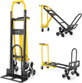 1000LBS Heavy Duty Aluminum Stair Climbing Dolly, 3 in 1 Convertible Hand Truck, Folding Hand Truck Dolly Cart with Solid Wheels for Moving/Travel/Office (Yellow)