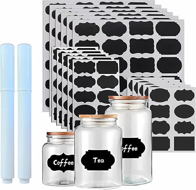 244pcs Chalkboard Labels Bulk with 2 Chalk Marker, Labels for Jars | Erasable Reusable labels for Jars, Craft Rooms,Storage, Pantry Containers and Storage Bin Organize Your Home Kitchen