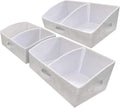3 Packs Closet Storage Bins - Trapezoid Large Storage Box - Foldable Fabric Baskets for Organizing Clothes - Baby Toiletry, Toys, Towel, DVD, Book (Grey, 20 x 11.2 x 8.3 inches)
