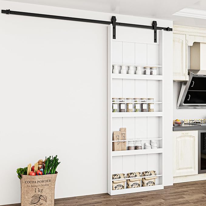 Sliding Barn Doors -Four Levels Bookshelf Style Design Installation Hardware Kit Included,30'' x 84''