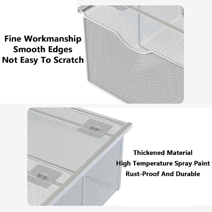 Closet Pull-Out Baskets,Clothing Pull Out Basket,Punch-free Metal Mesh Basket,for Home/Laundry/Bathroom/Mudroom/Pantry(Black)