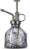 Glass Plant Mister Spray Bottle, Vintage Plant Water Spritzer, Succulent Spray Bottle with Top Pump, Small Glass Sprayer Mister Watering Can for Indoor Outdoor Houseplant - Grey