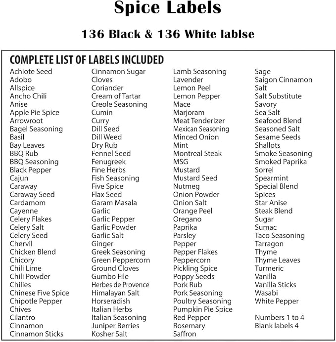 278 Pcs Clear Spice Labels Stickers Preprinted,Small-Stickable -Removable,139 Black+139 White Handwriting Letters, Work on Kitchen Jars Surface