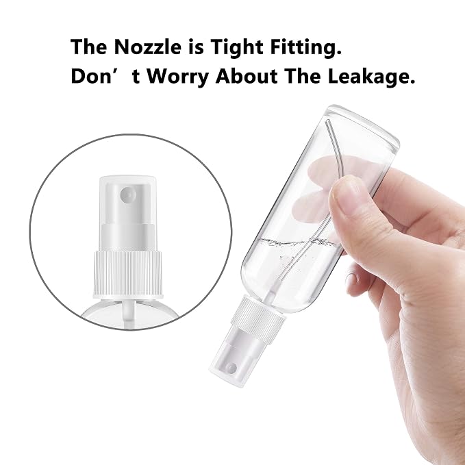 ZEROFIRE 4 Pack Spray Bottles 2oz Clear Plastic Empty Refillable Mini Spritzer for Travel, Cleaning, Gardening, Skin Care Atomizer for Essential Oils, Perfume