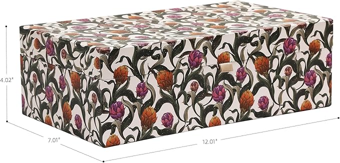 Decorative Storage Box with Mirror Lid, Vintage Botanical Floral, Beige Interior Compartments, Home Decor, Table Decor, Shelf Organizer, Travelling Box