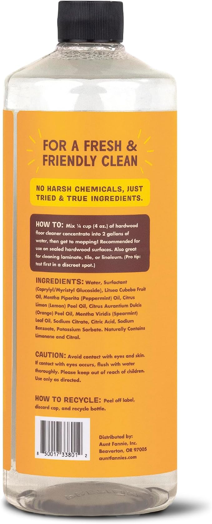 Aunt Fannie's Ultra Concentrated Hardwood Floor Cleaner, Vinegar-Free Plant Based Hardwood Floor Cleaner for Mopping, Bright Lemon Scent, 32 oz. (Pack of 1)