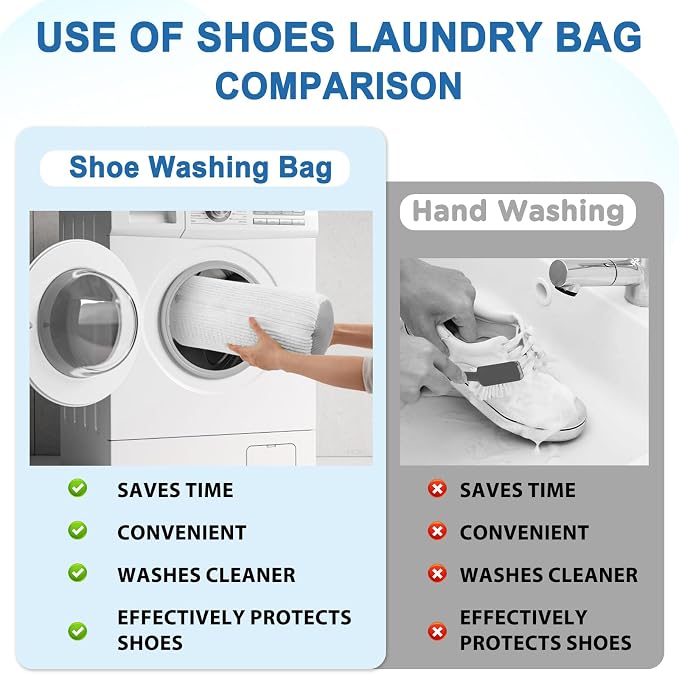 Aship Shoe Washing Machine Bag, Laundry Shoes Bag for Washer & Dryer - 2PC Reusable Shoe Cleaning Bag for Sneakers,Tennis Shoes, 360° Deep Cleaning With Self-locking Zipper for All Shoes Sizes - White