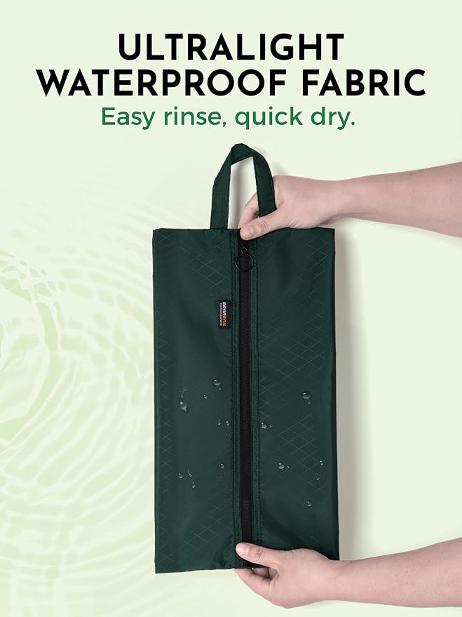 2 Pack Shoe Bags for Travel, Water-Resistant Organizers, Green | 100D Composite Nylon, Translucent Design, Large Capacity, Odor and Dust Protection For Gym, Soccer, Golf, Tennis, Baseball