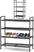 4 Tier Shoe Rack, Expandable Shoe Rack for Closet, Adjustable Shoe Organizer for Entryway, Shoe Storage Organizer for Door Entrance, Garage, Bedroom